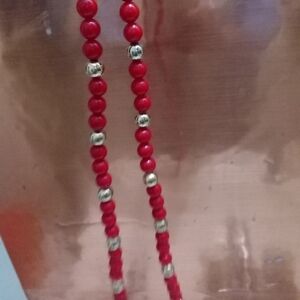 Napier Long Fashion Beaded Necklace Beautiful With Red And Gold Beads
